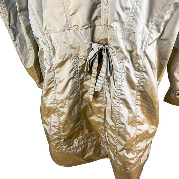 Cole Haan Womens Packable Hidden Hood Iridescent Trench Raincoat Jacket Womens L - Picture 7 of 15